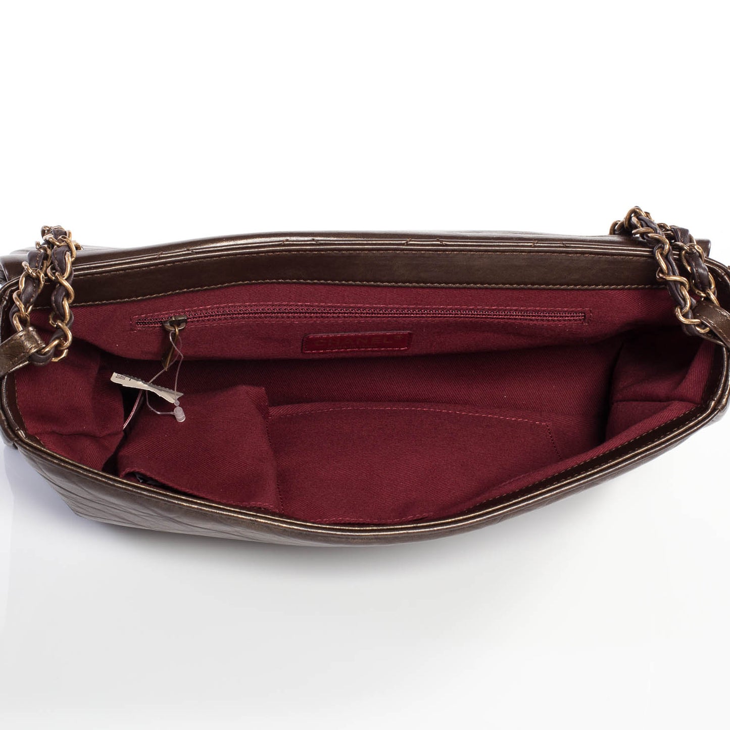 Quilted Medium Pondichery Flap Marron Fonce