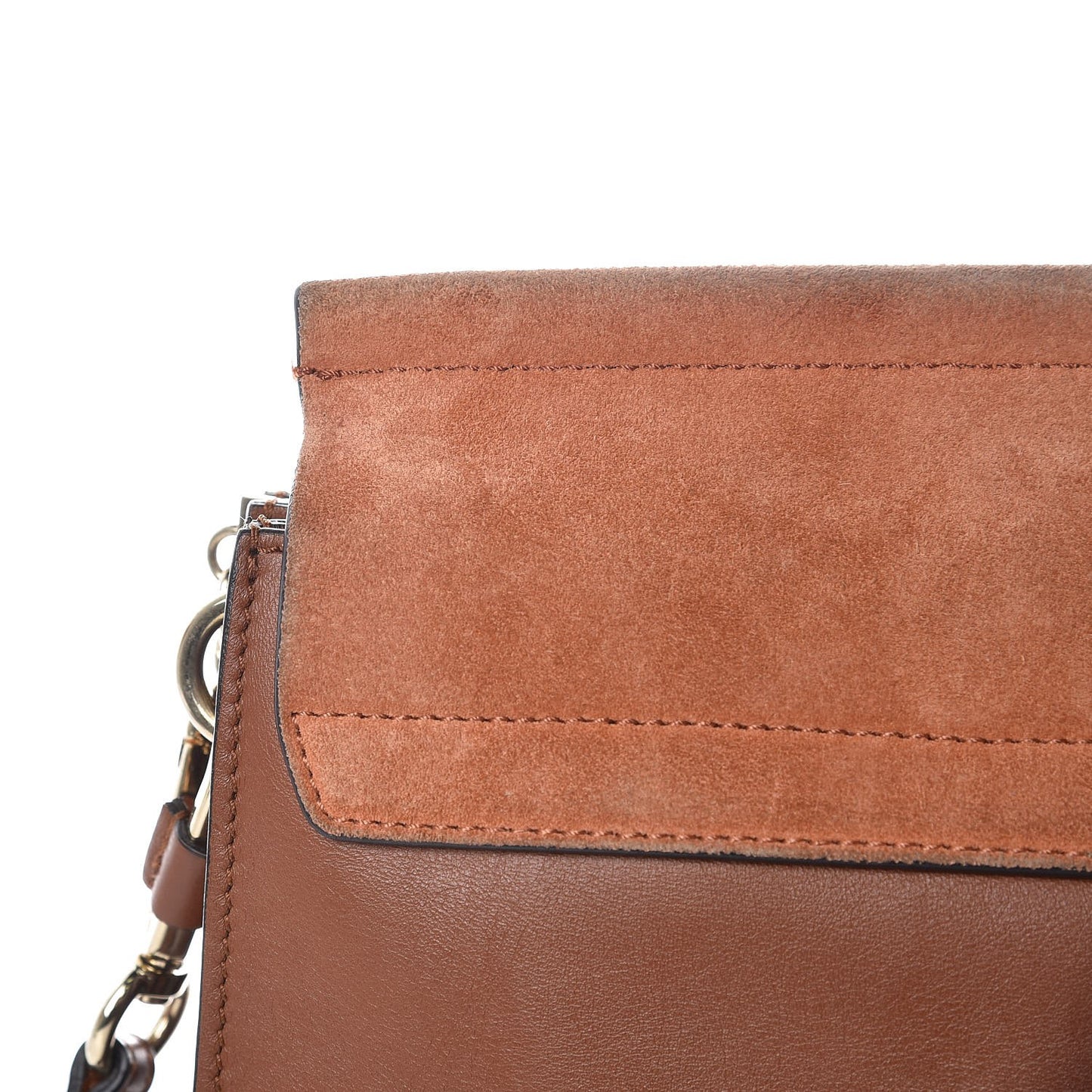 Suede Calfskin Medium Faye Shoulder Bag Tobacco