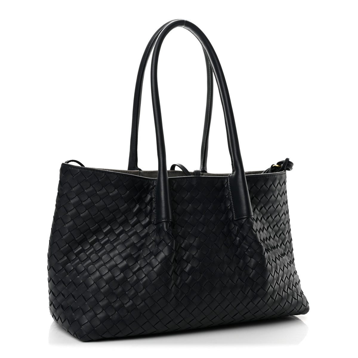 Calfskin Intrecciato Pinacoteca Reversible Tote Midnight Basalt