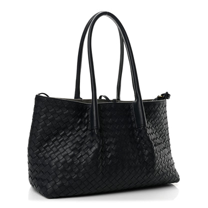 Bottega Veneta Calfskin Intrecciato Pinacoteca Reversible Tote Midnight Basalt 4 of 12