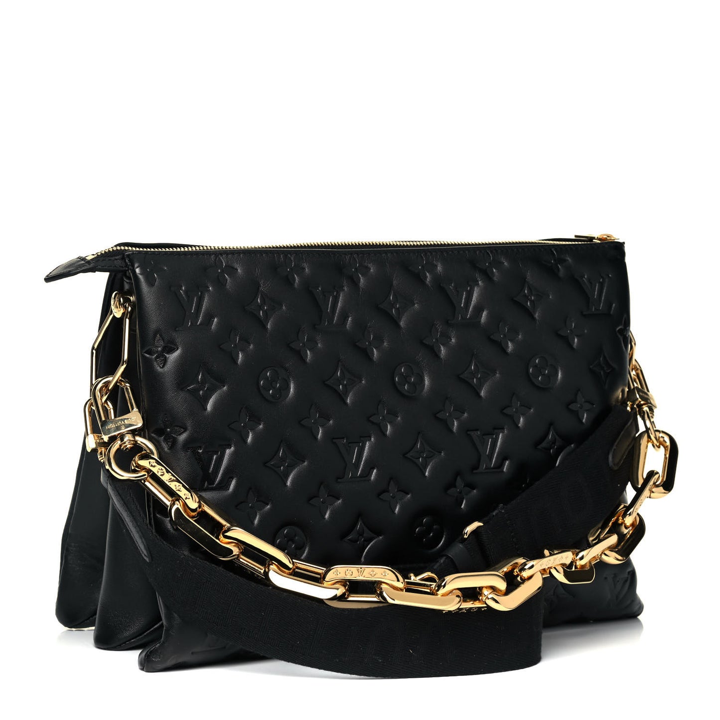 Lambskin Embossed Monogram Coussin MM Black