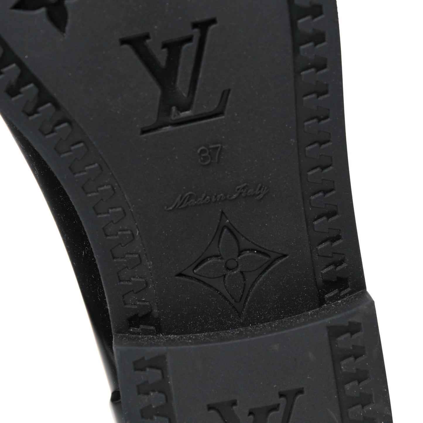 Rubber Embossed Monogram Drops High Rain Boots 37 Black