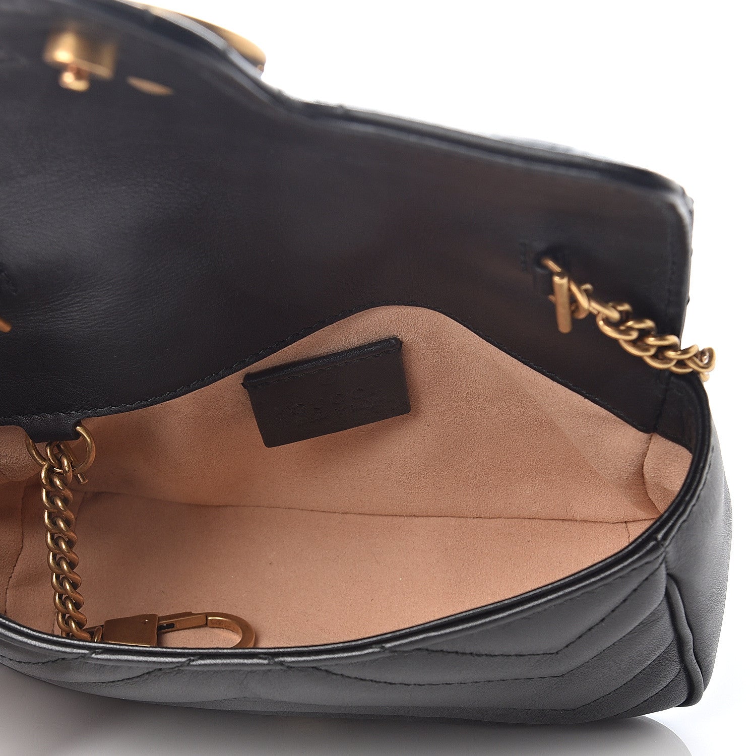 Gucci Calfskin Matelasse Super Mini GG Marmont Shoulder Bag Black 4 of 9