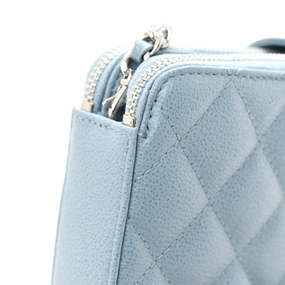 Chanel Grained Calfskin Quilted CC Box Clutch With Chain Blue 12 of 14