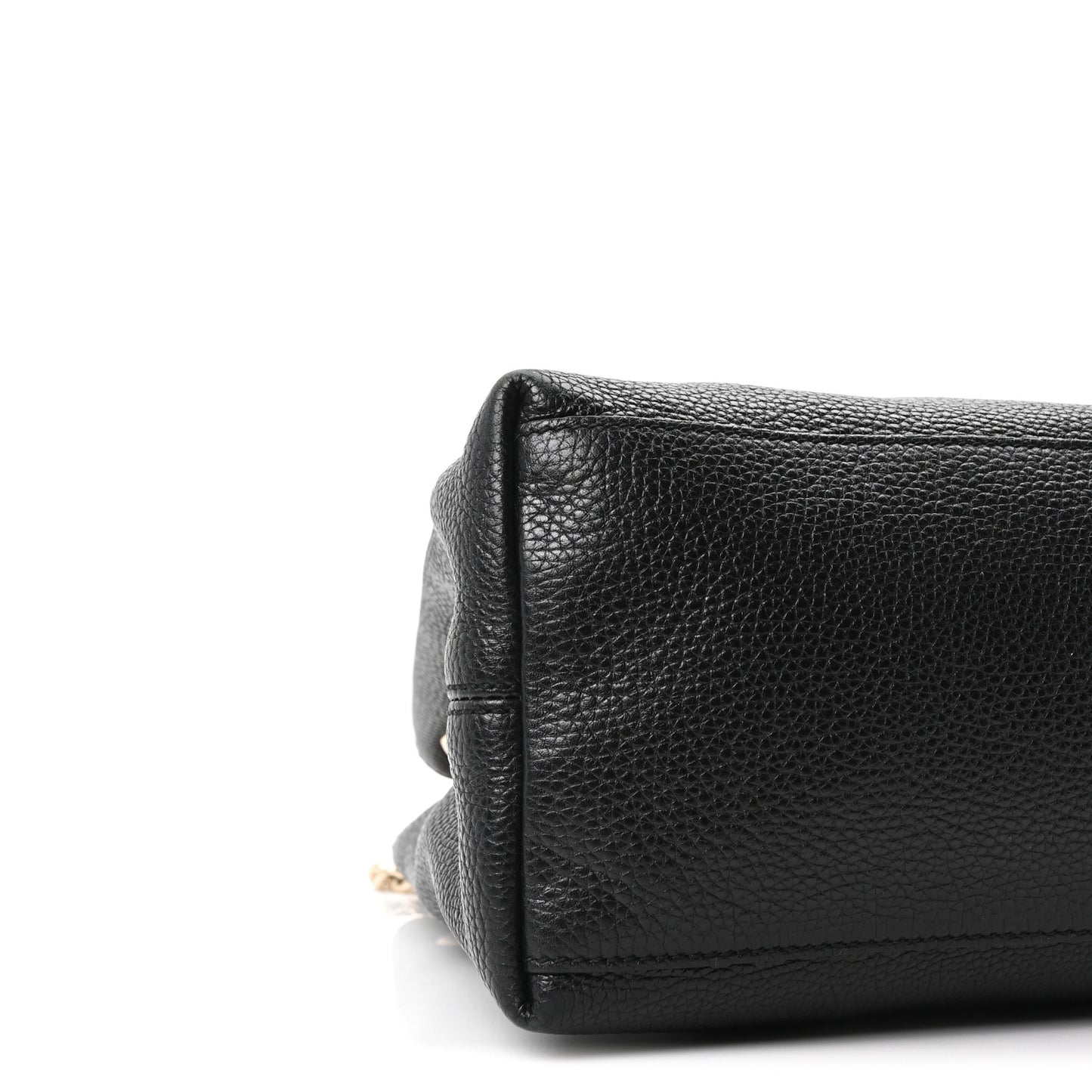 Pebbled Calfskin Medium Soho Chain Shoulder Bag Black