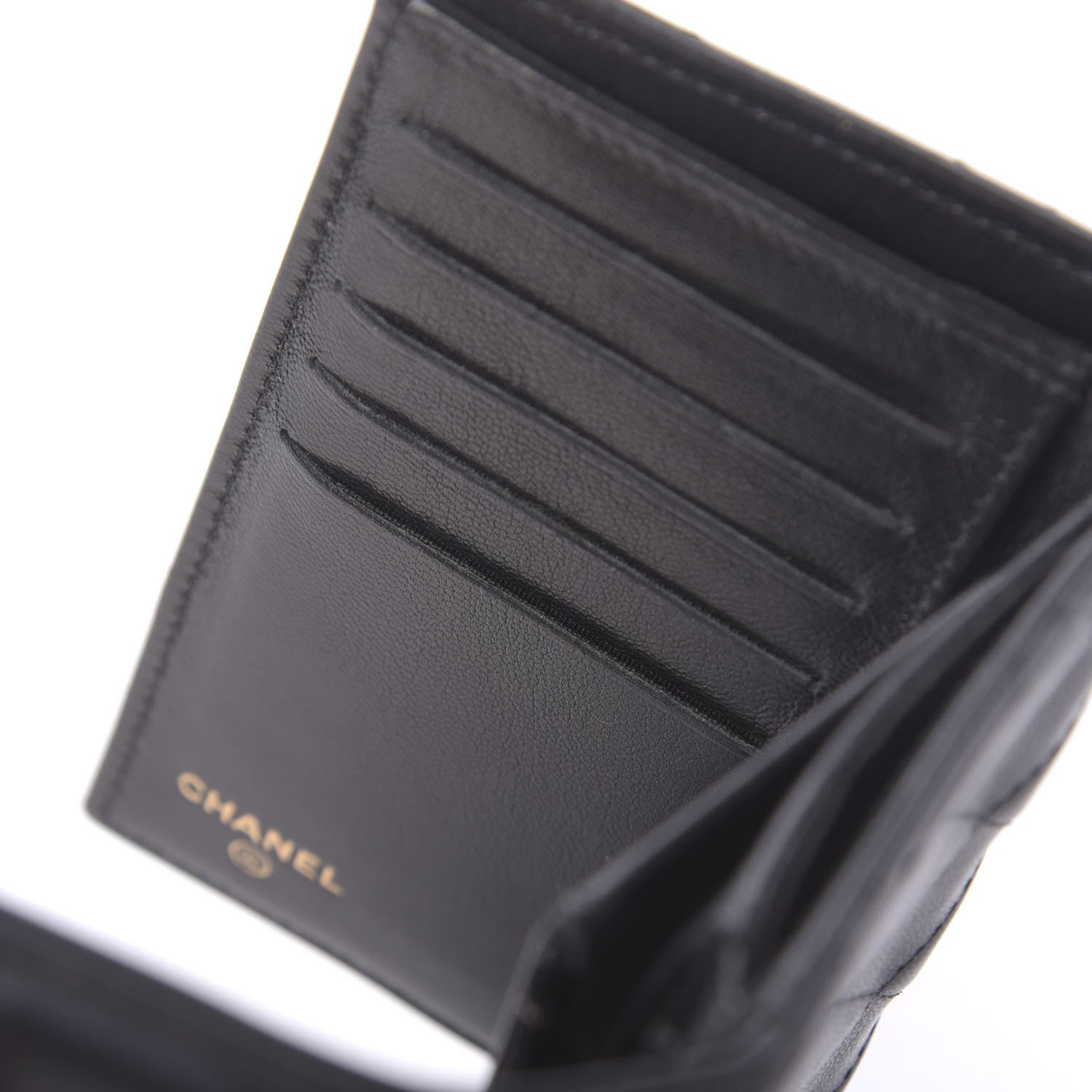 Chanel Shiny Goatskin Quilted Medium Flap Wallet Black 5 of 10