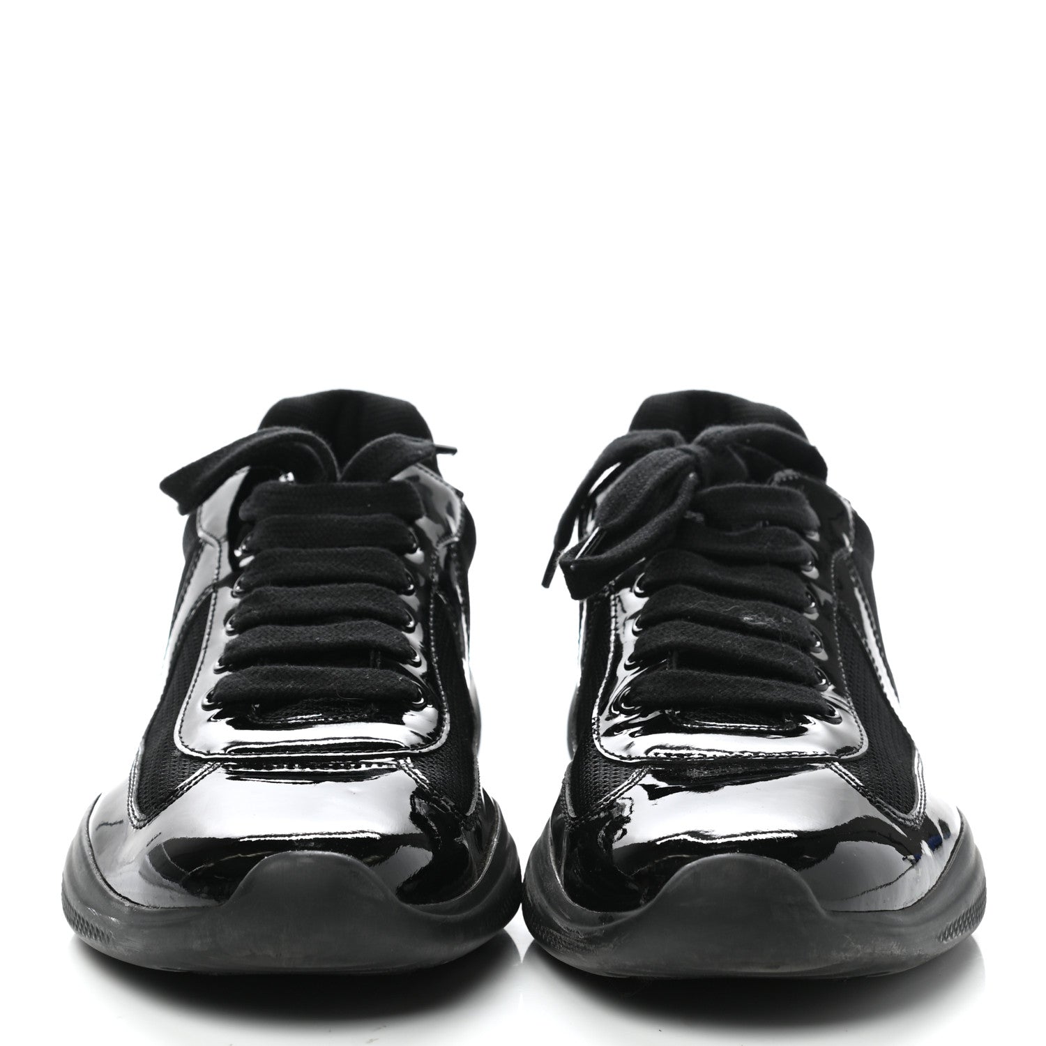 Prada Patent Mens America's Cup Patchwork Sneakers 8 Black 2 of 9