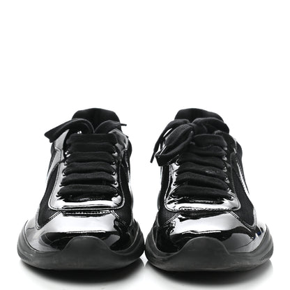 Prada Patent Mens America's Cup Patchwork Sneakers 8 Black 2 of 9
