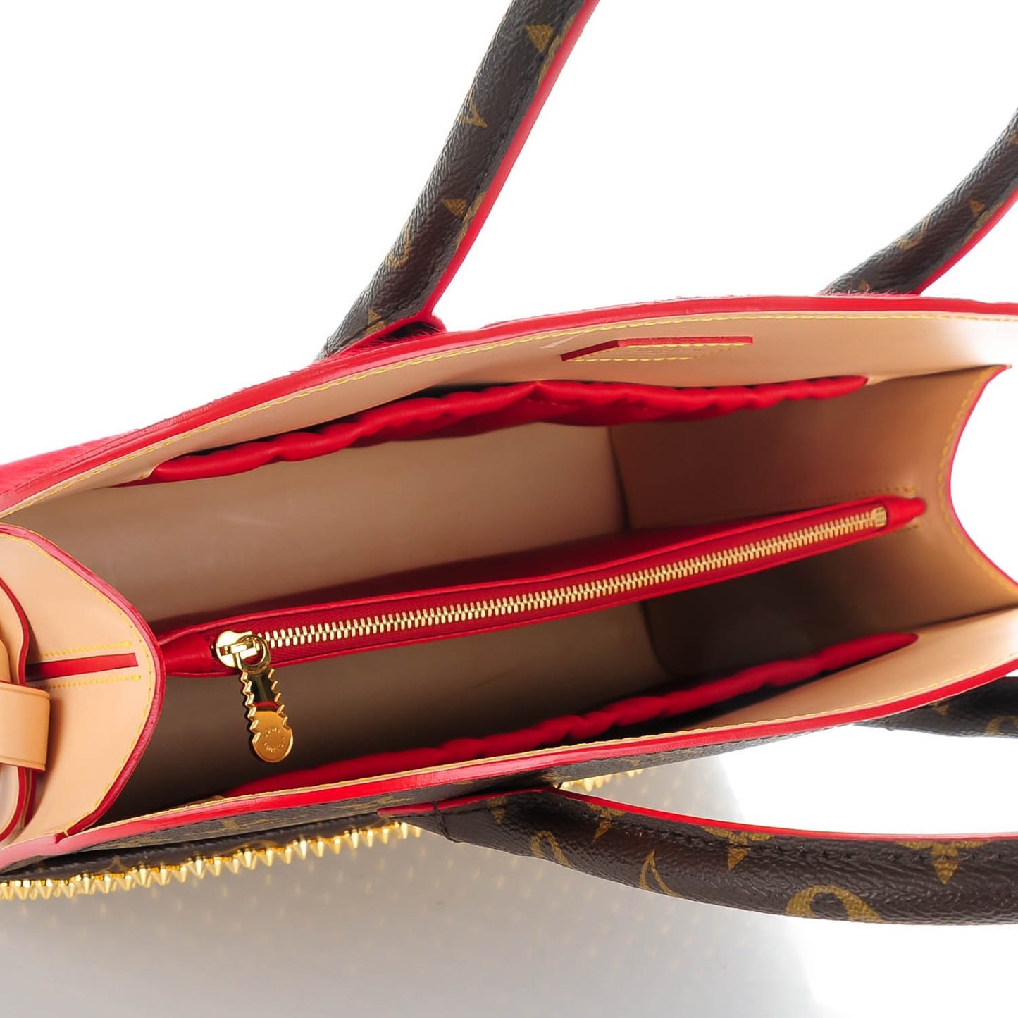 Monogram Calf Hair Spikes Iconoclasts Christian Louboutin Tote Red