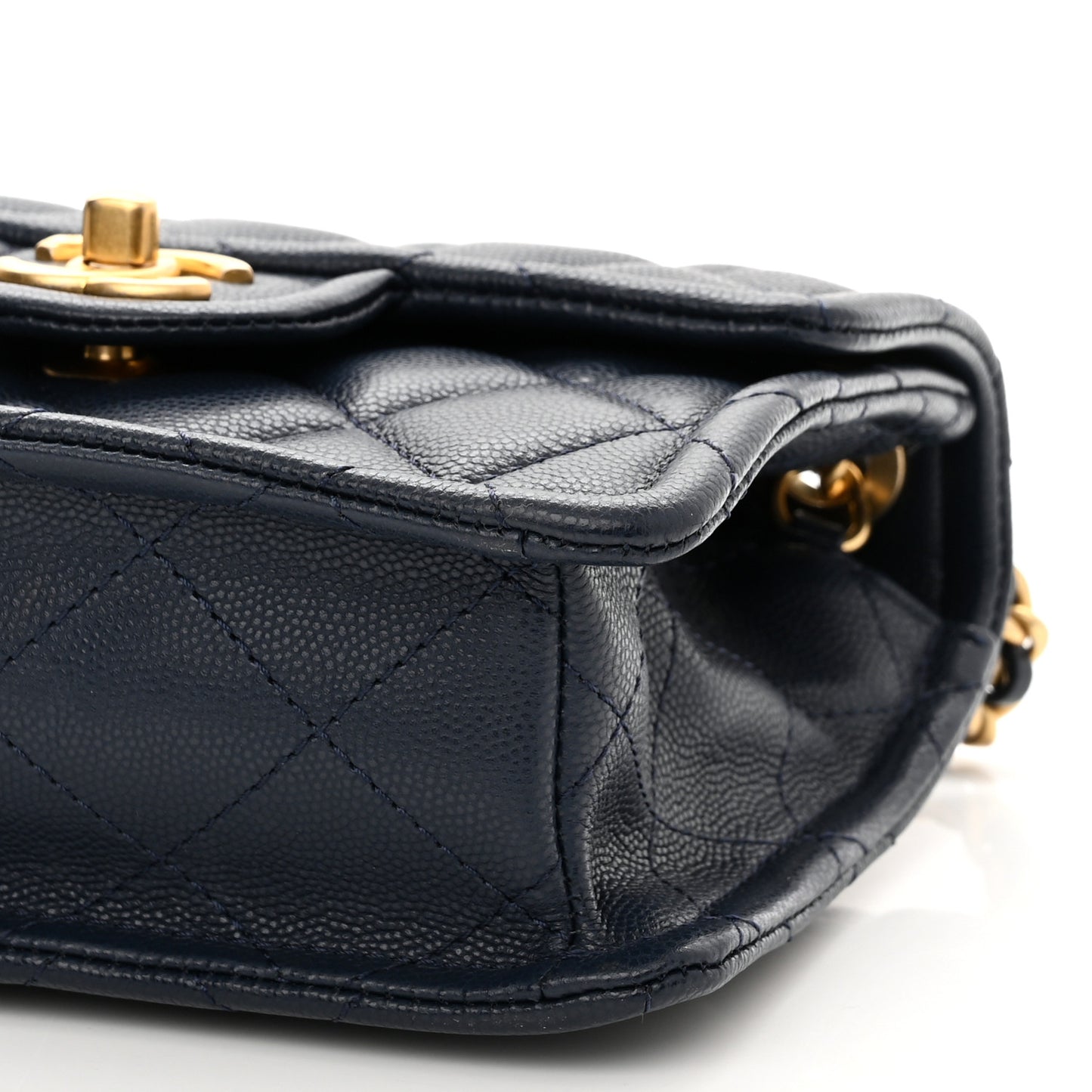 Caviar Quilted Mini Sweet Classic Flap Navy Blue