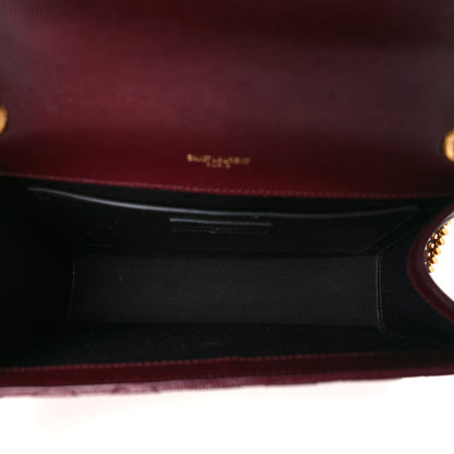 Saint Laurent Grain De Poudre Textured Mixed Matelasse Medium Triquilt Monogram Satchel Rouge Legion 6 of 11
