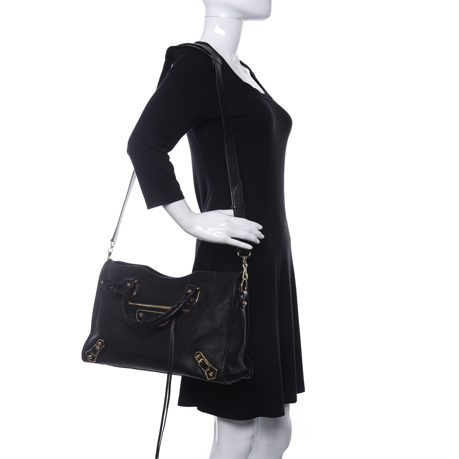 Balenciaga Chevre Gold Metallic Edge Hardware City Black 2 of 14