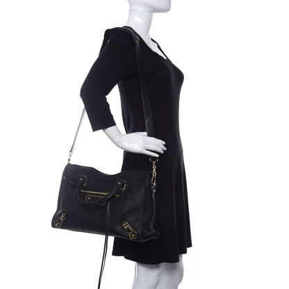 Balenciaga Chevre Gold Metallic Edge Hardware City Black 2 of 14