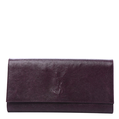 Saint Laurent Coated Linen Monogram Small Belle de Jour Clutch Prune 1 of 9