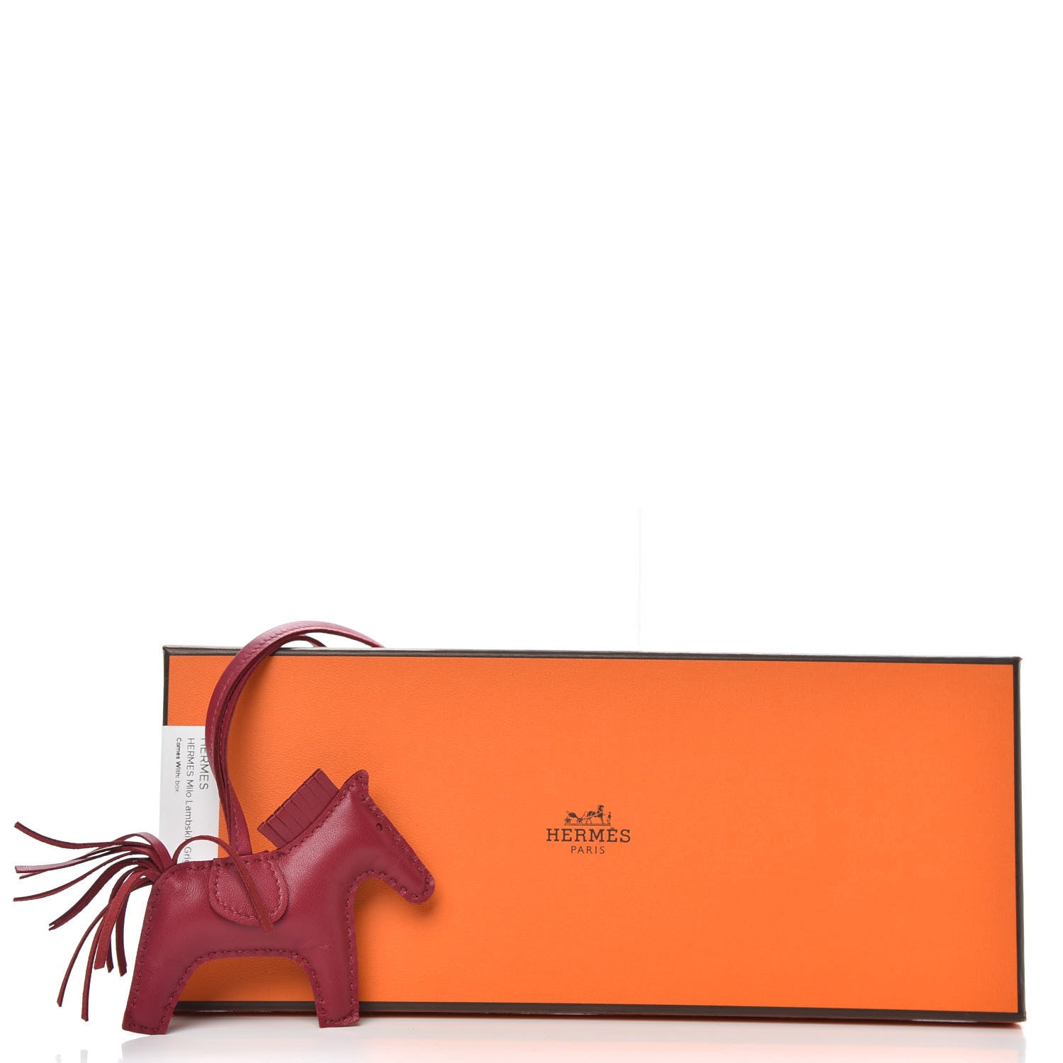 Hermes Milo Lambskin Grigri Rodeo Horse Bag Charm PM Rubis 4 of 4