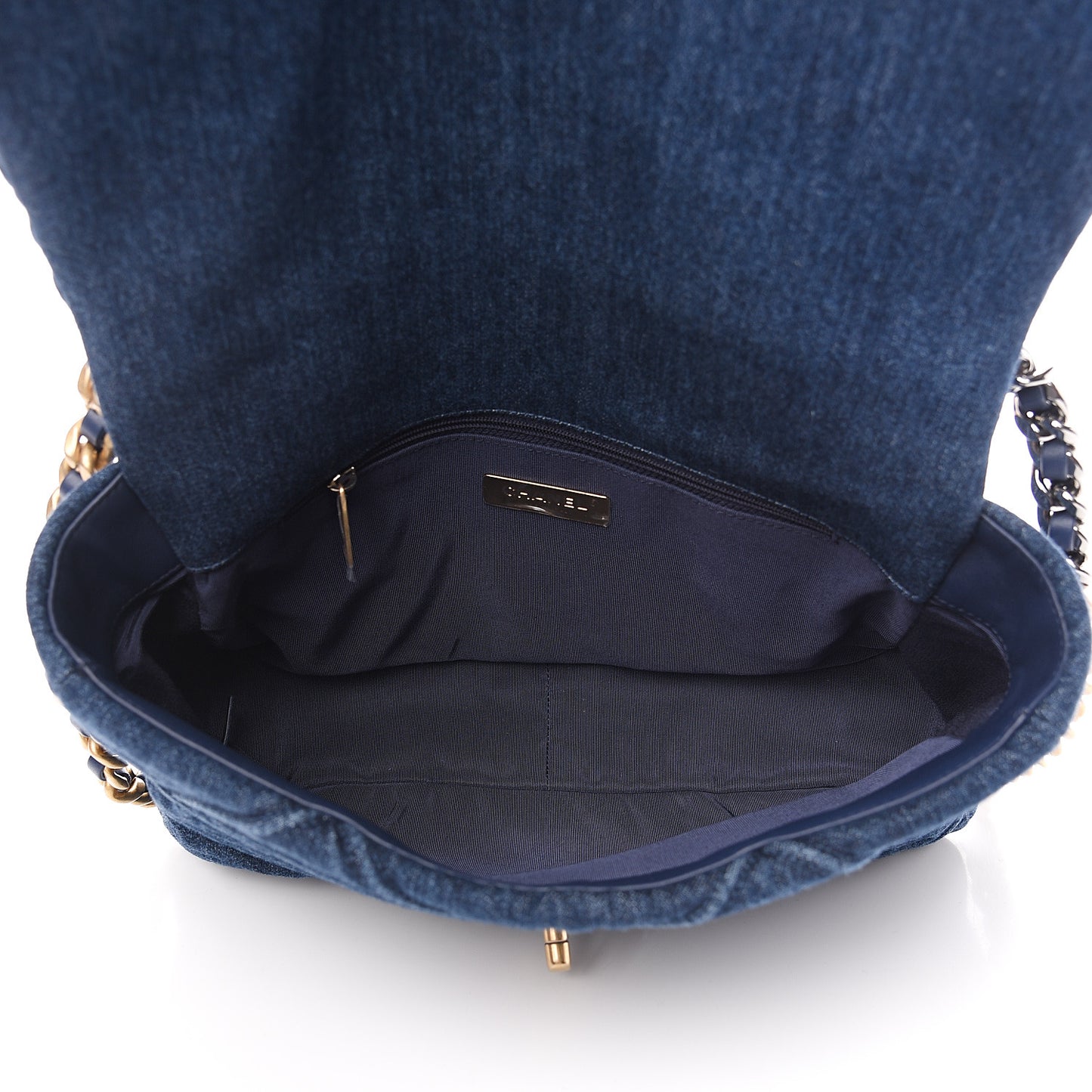 Denim Quilted Large 19 Flap Blue