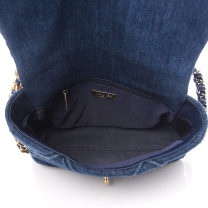 Chanel Denim Quilted Large 19 Flap Blue 4 of 10
