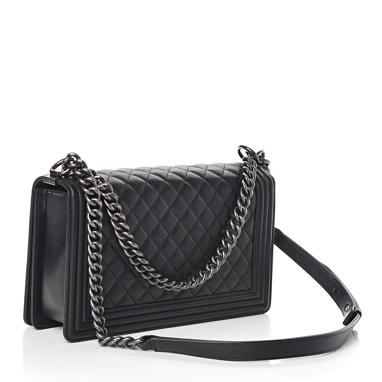 Lambskin Quilted New Medium Boy Flap Black