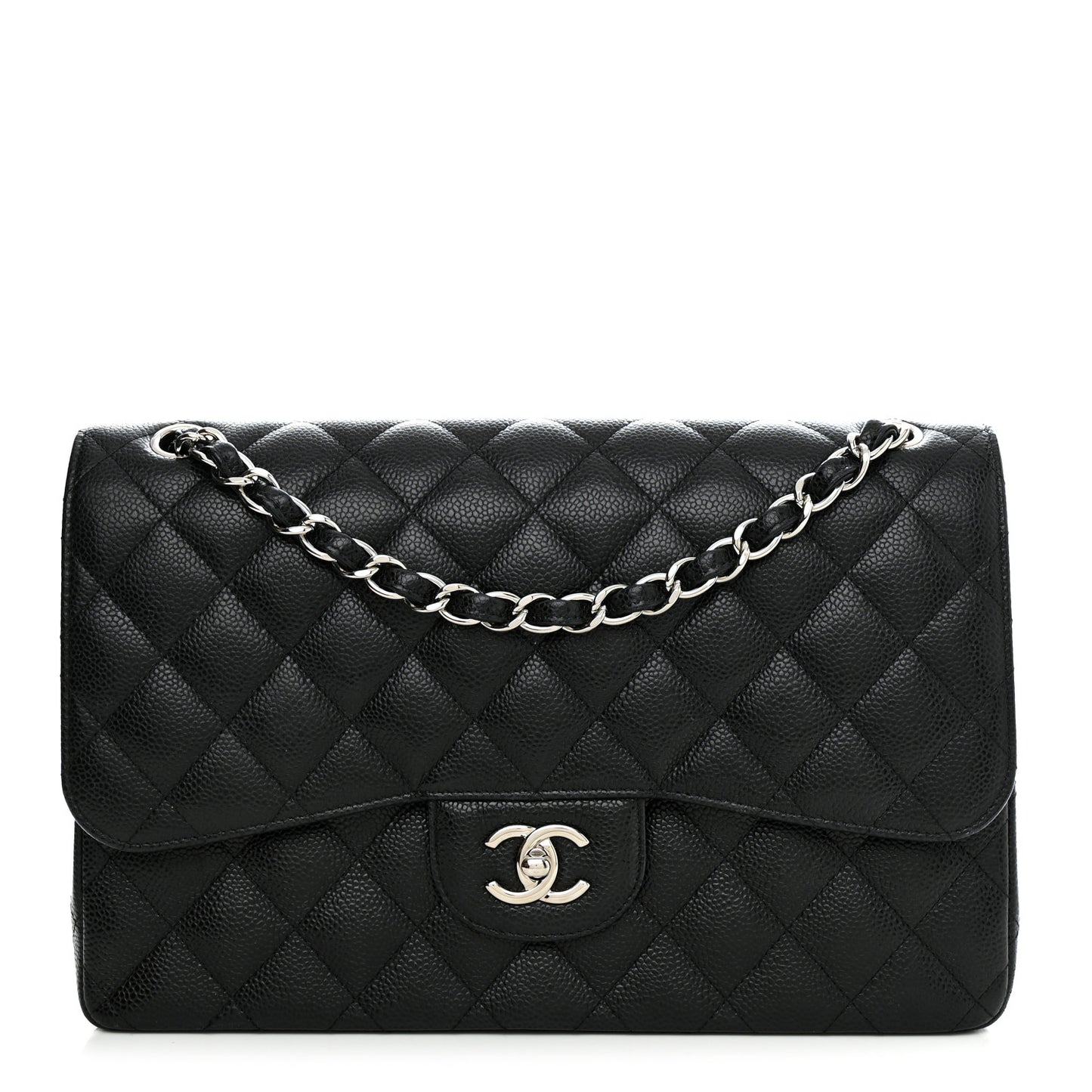 Caviar Quilted Jumbo Double Flap Black