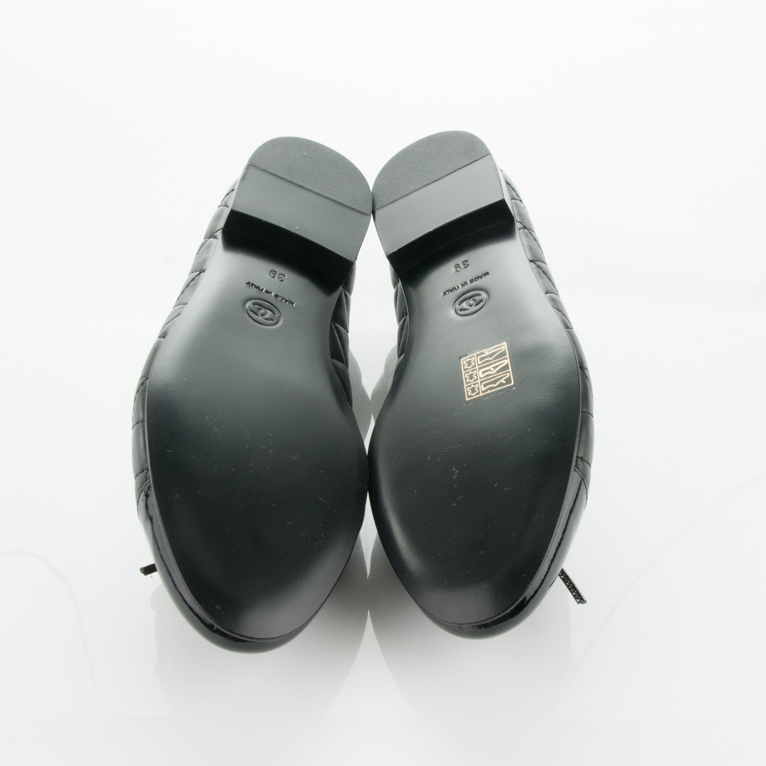 Chanel Lambskin Patent Quilted Cap Toe Ballerina Flats 39 Black 5 of 7
