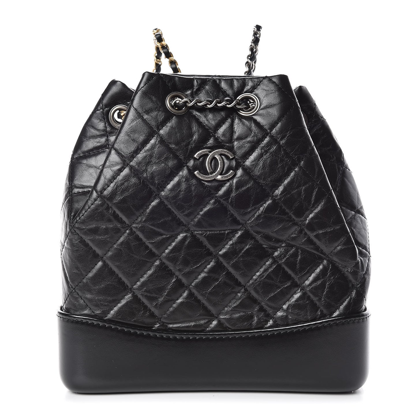 Aged Calfskin Quilted Small Gabrielle Backpack Black