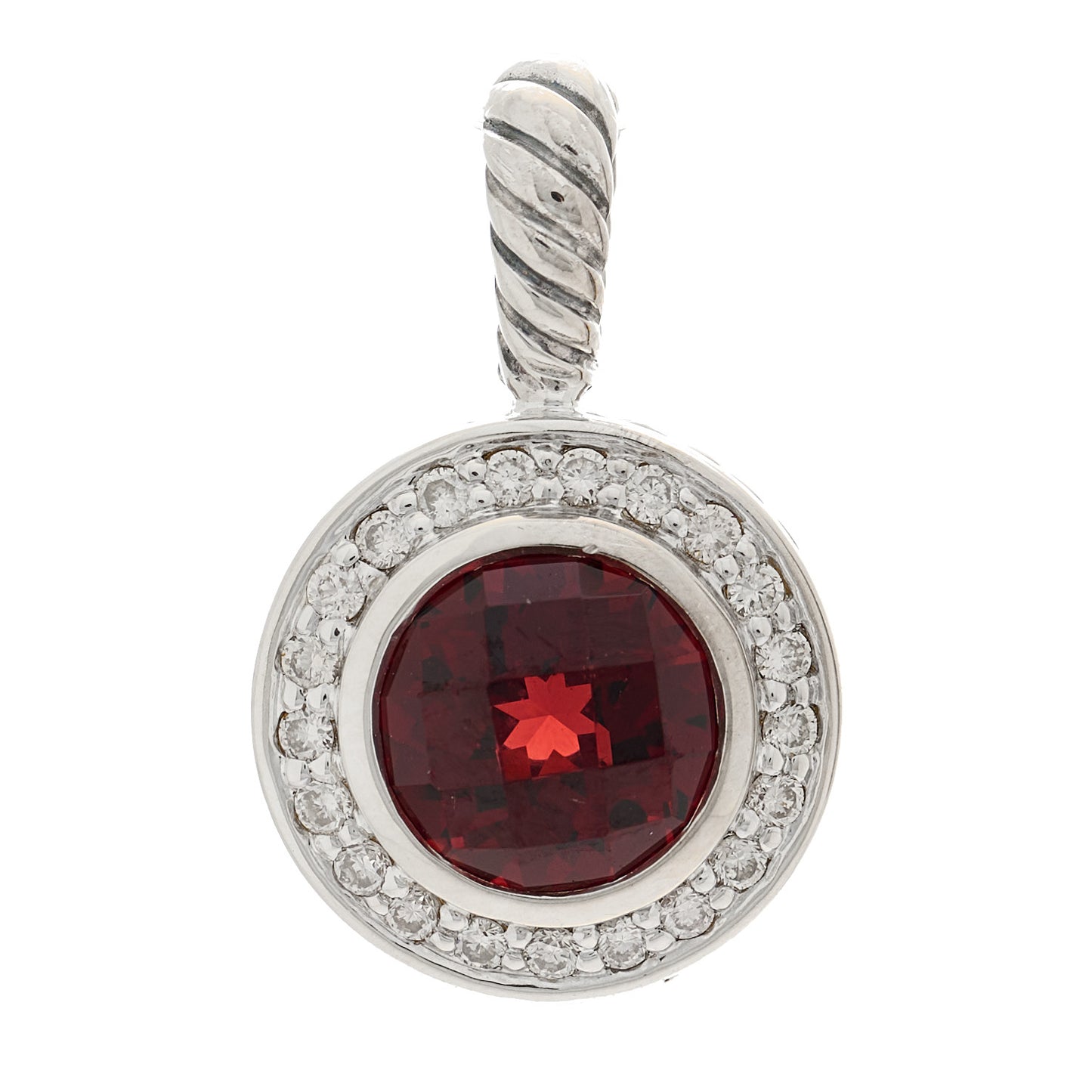 Sterling Silver Diamond Garnet 8mm Petite Cerise Pendant