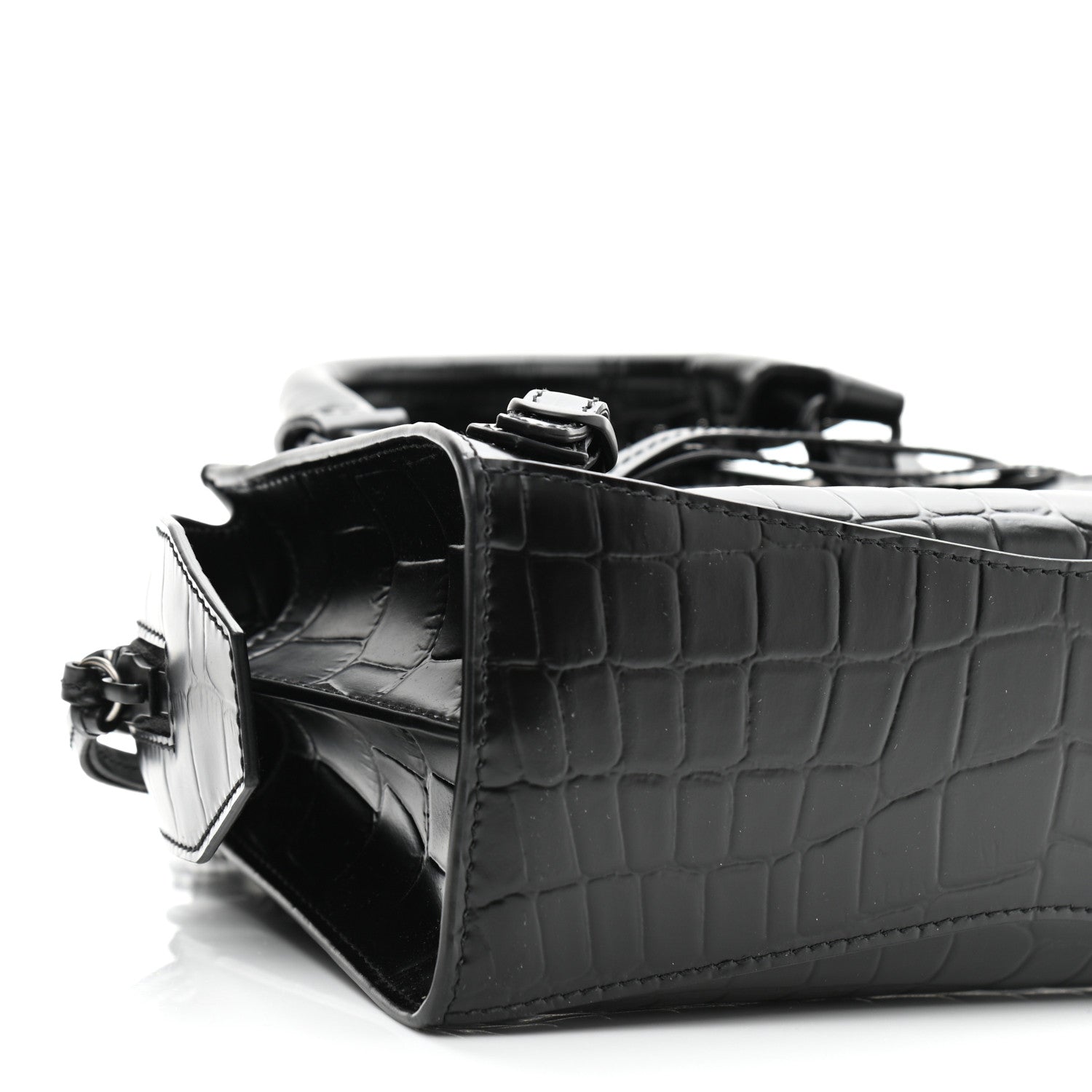 Balenciaga Semi Shiny Calfskin Crocodile Embossed Neo Classic Black Hardware Mini City Black 8 of 10