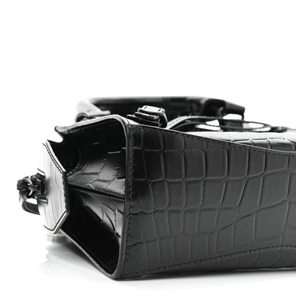 Balenciaga Semi Shiny Calfskin Crocodile Embossed Neo Classic Black Hardware Mini City Black 8 of 10