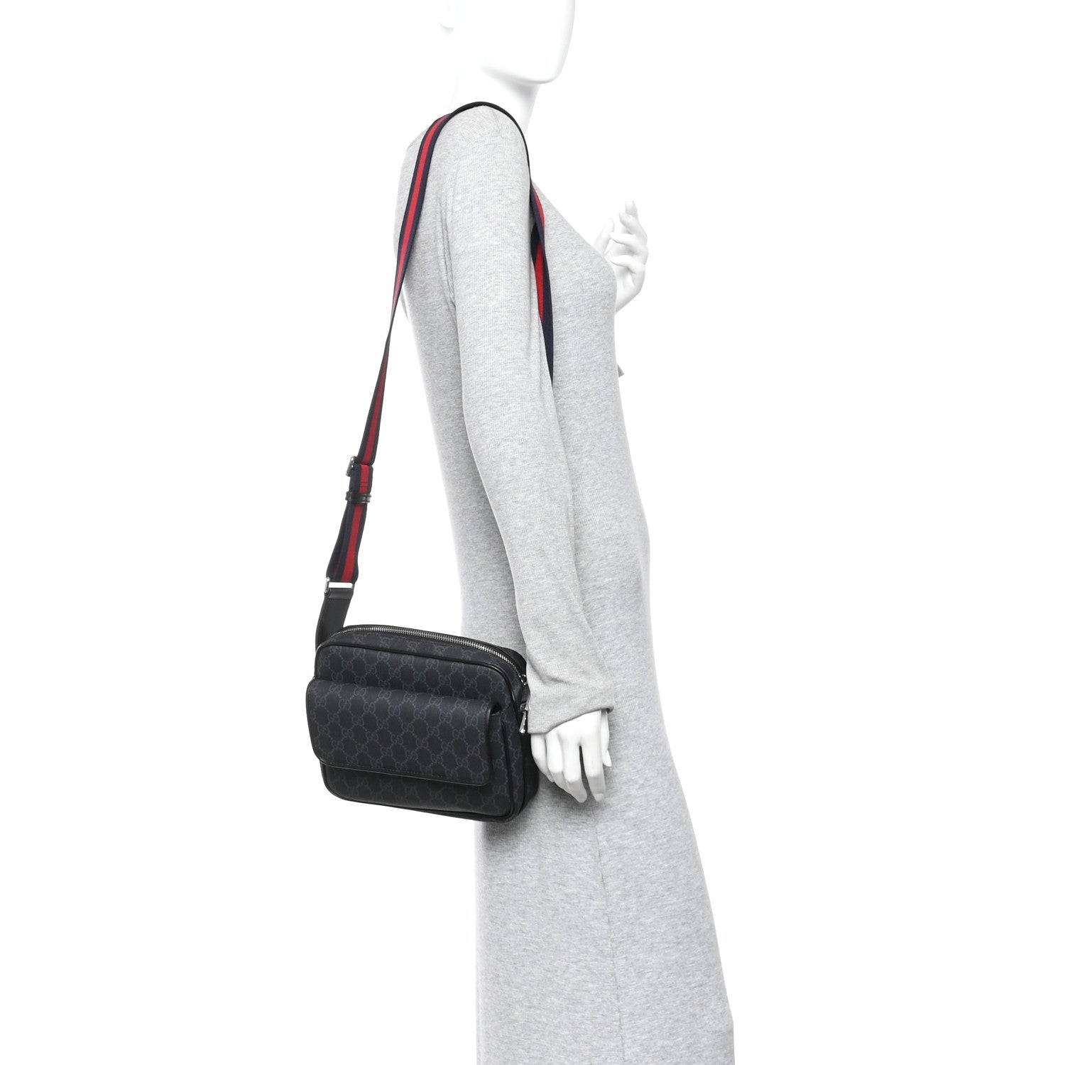 Gucci GG Supreme Monogram Small Crossbody Bag Black 2 of 10