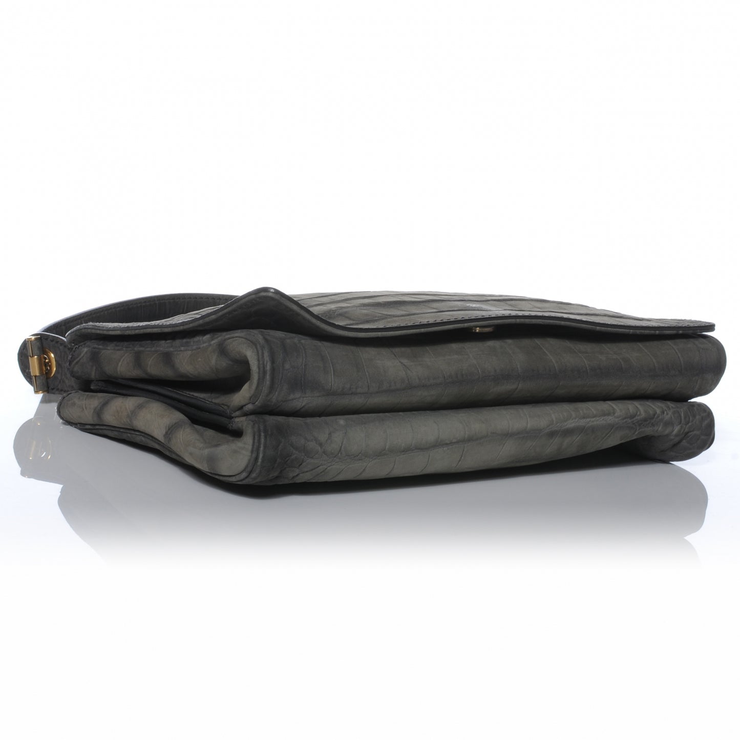 Crocodile Embossed Nubuck Catwalk Bag Grey