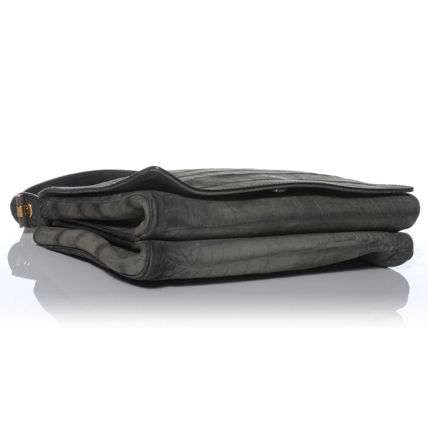 Saint Laurent Crocodile Embossed Nubuck Catwalk Bag Grey 4 of 7