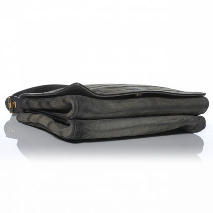 Saint Laurent Crocodile Embossed Nubuck Catwalk Bag Grey 4 of 7