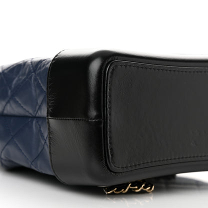 Chanel Aged Calfskin Quilted Gabrielle Backpack Navy Black 9 of 14