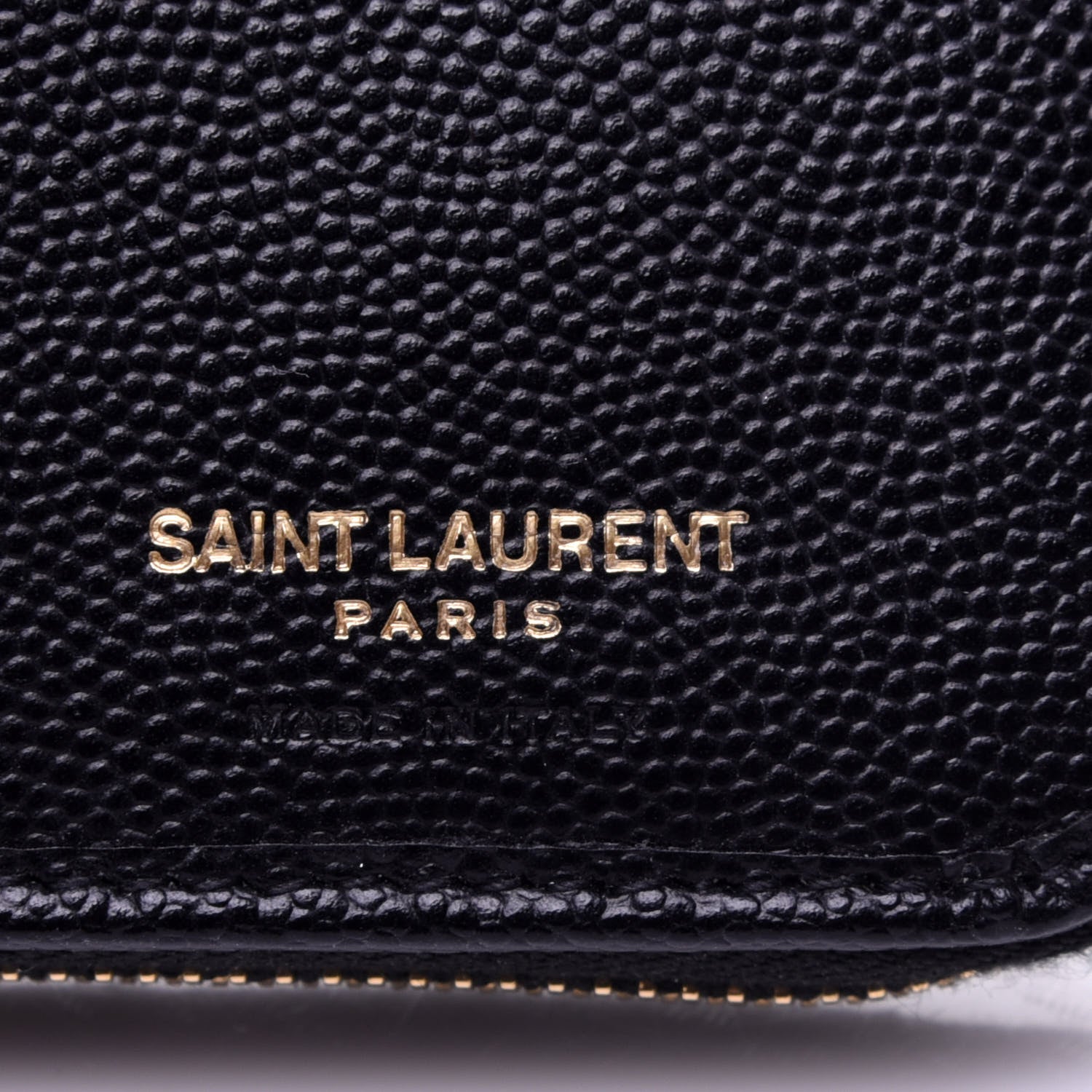 Saint Laurent Grain De Poudre Matelasse Chevron Monogram Compact Zip Around Wallet Black 7 of 9