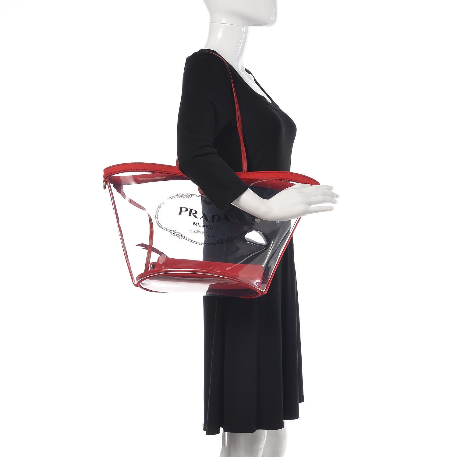 Prada Plexiglass Canapa Shopper Tote Red 2 of 8