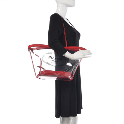 Prada Plexiglass Canapa Shopper Tote Red 2 of 8