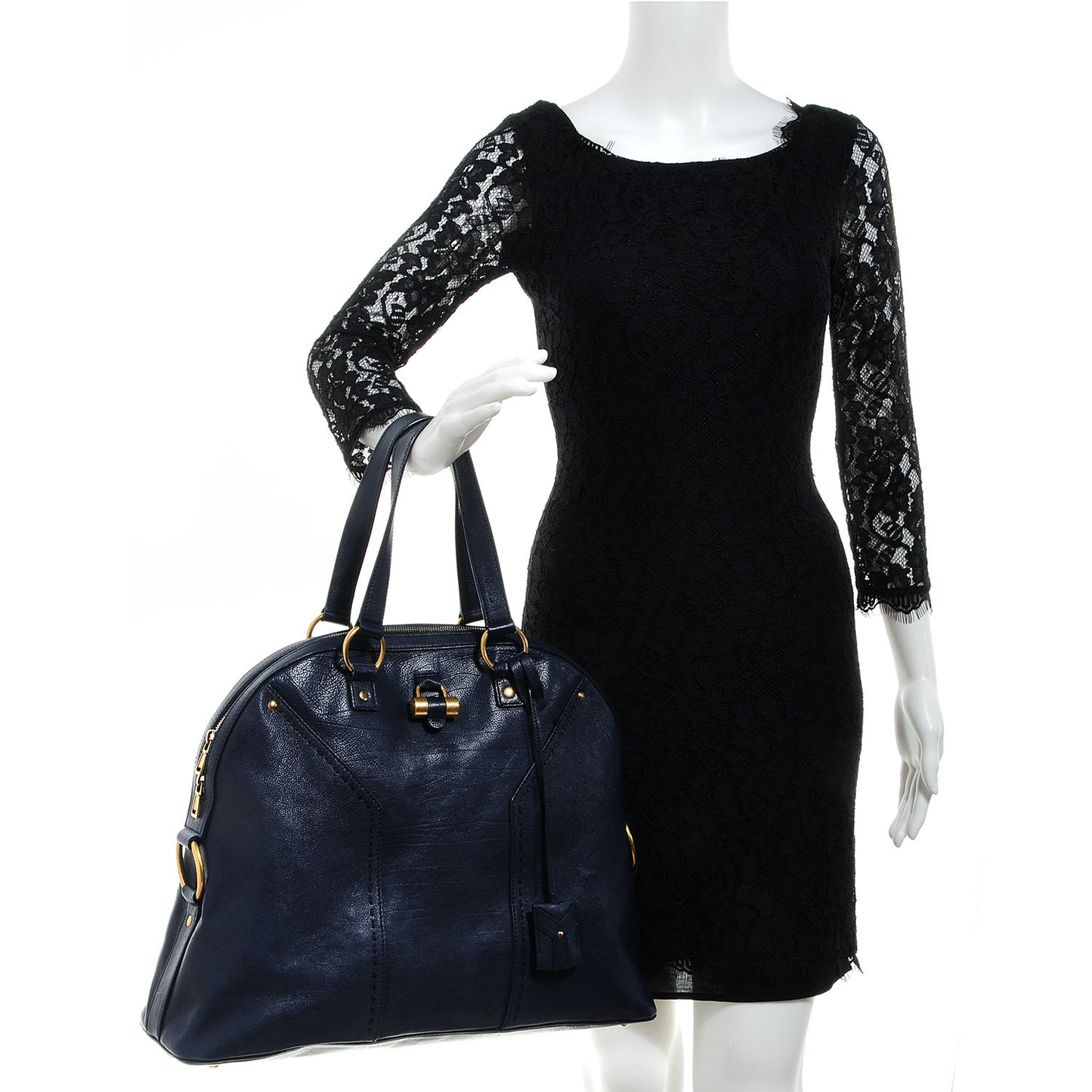 Leather Oversized Muse Navy Blue