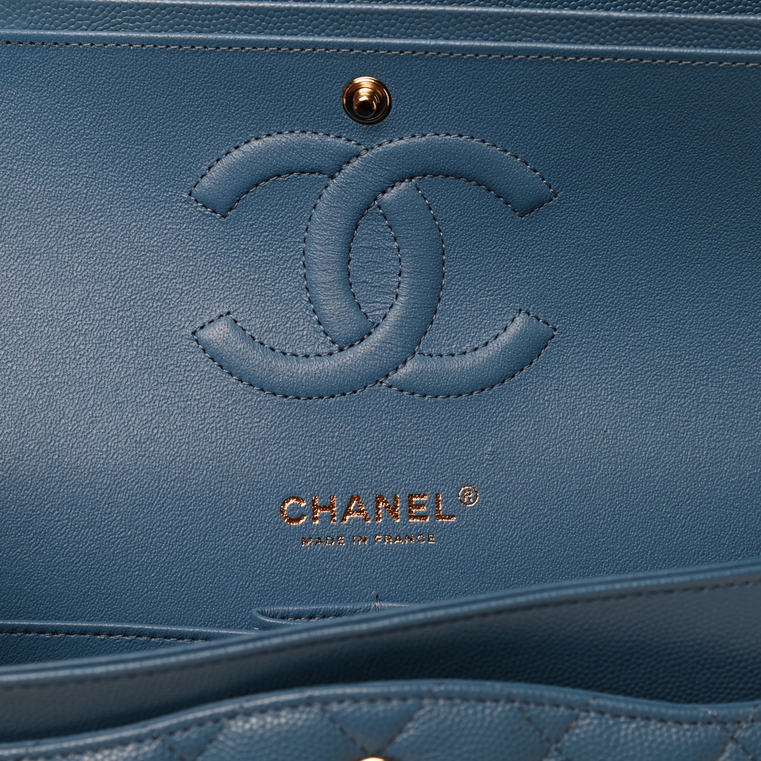 Chanel Caviar Quilted Medium Double Flap Blue 6 of 11
