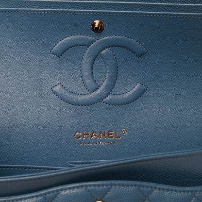 Chanel Caviar Quilted Medium Double Flap Blue 6 of 11
