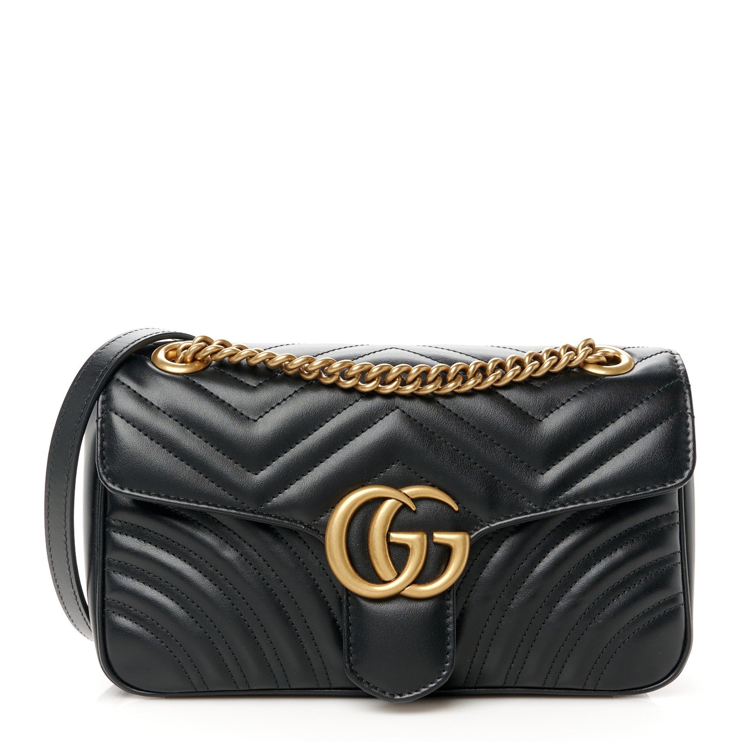 Calfskin Matelasse Small GG Marmont Shoulder Bag Black
