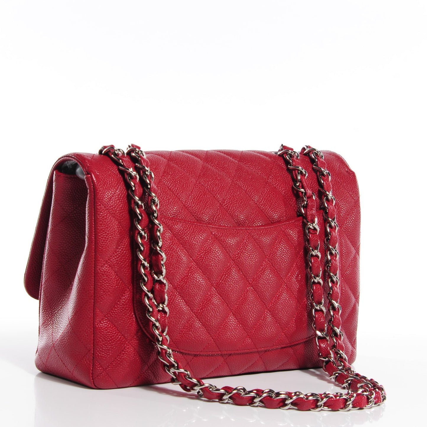 Caviar Quilted Jumbo Single Flap Red