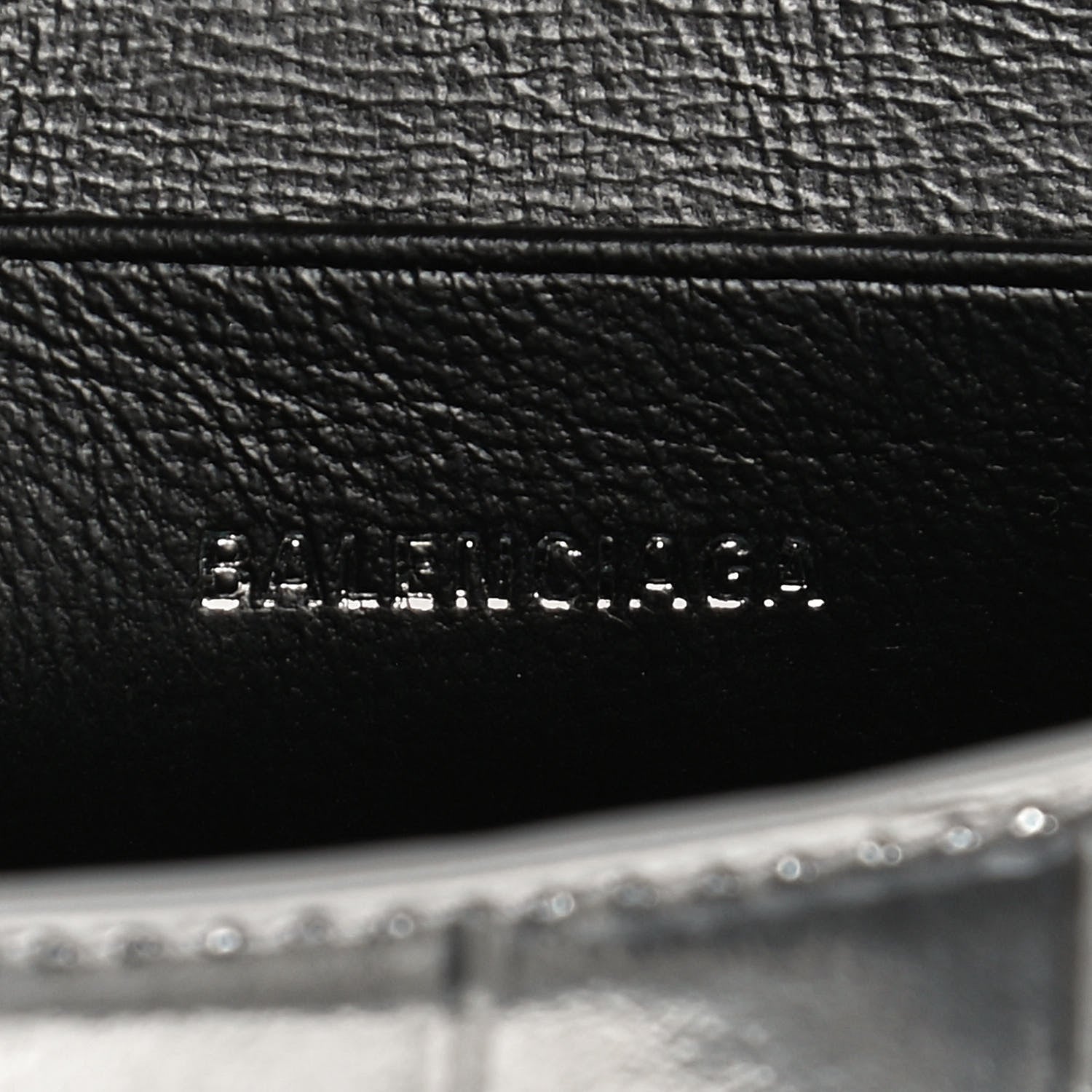 Balenciaga Metallic Calfskin Crocodile Embossed Hourglass Top Handle Bag Mini Silver 6 of 9