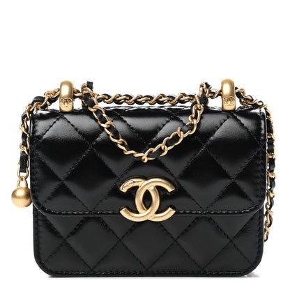 Chanel Calfskin Quilted Perfect Fit Coin Purse With Chain Black 1 of 4