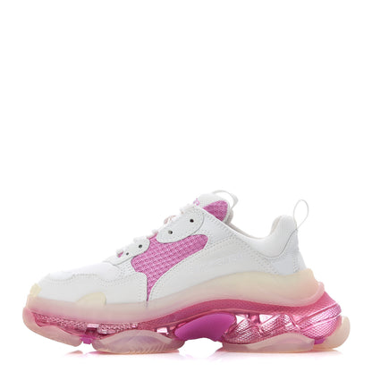 Balenciaga Fabric Mesh Clear Sole Womens Triple S Sneakers 37 White Pink 1 of 17