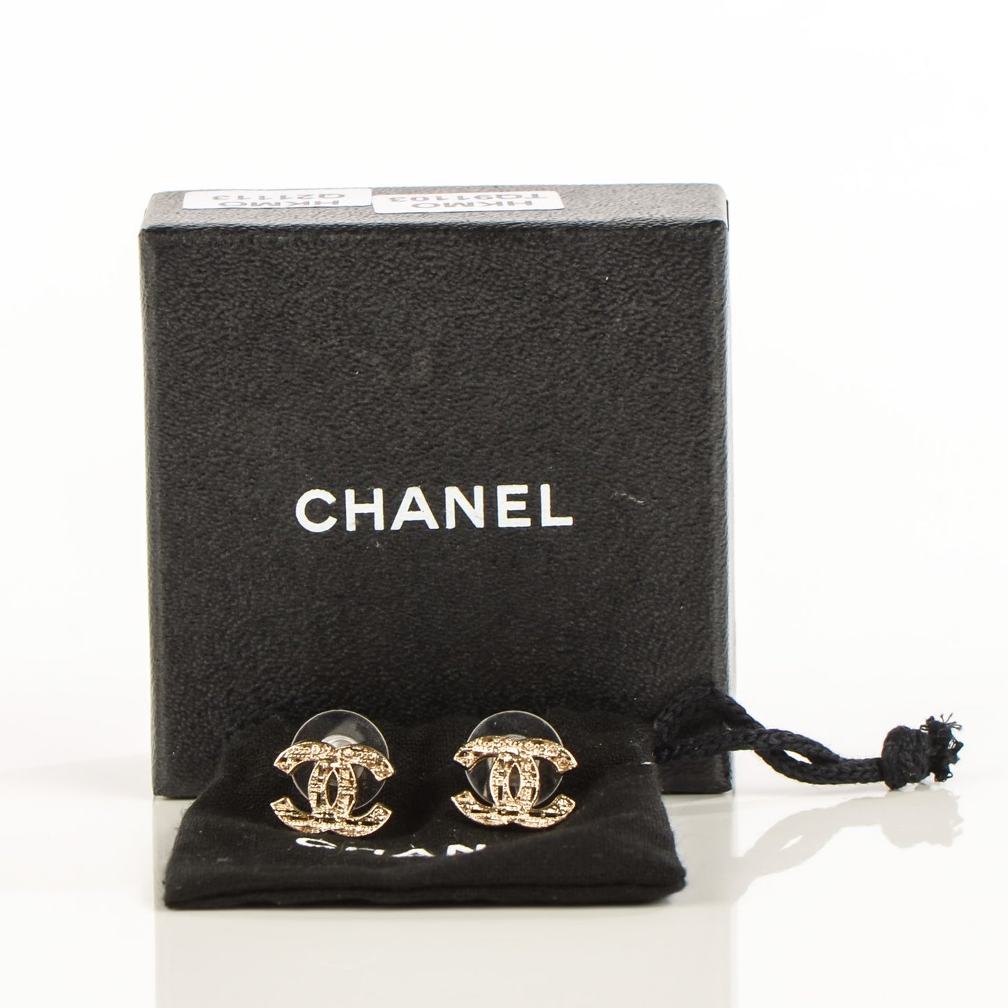 Tweed Effect CC Earrings Gold