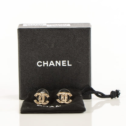 Chanel Tweed Effect CC Earrings Gold 3 of 6