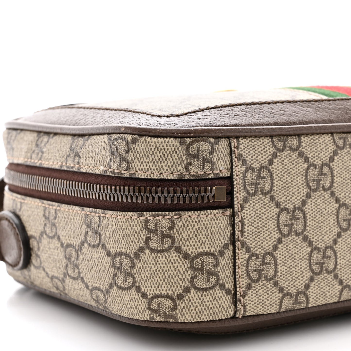 GG Supreme Monogram Web Small Ophidia Top Handle Shoulder Bag Brown