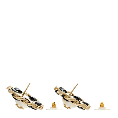 Chanel Pearl Lambskin Chain Around CC Earrings Gold 4 of 5