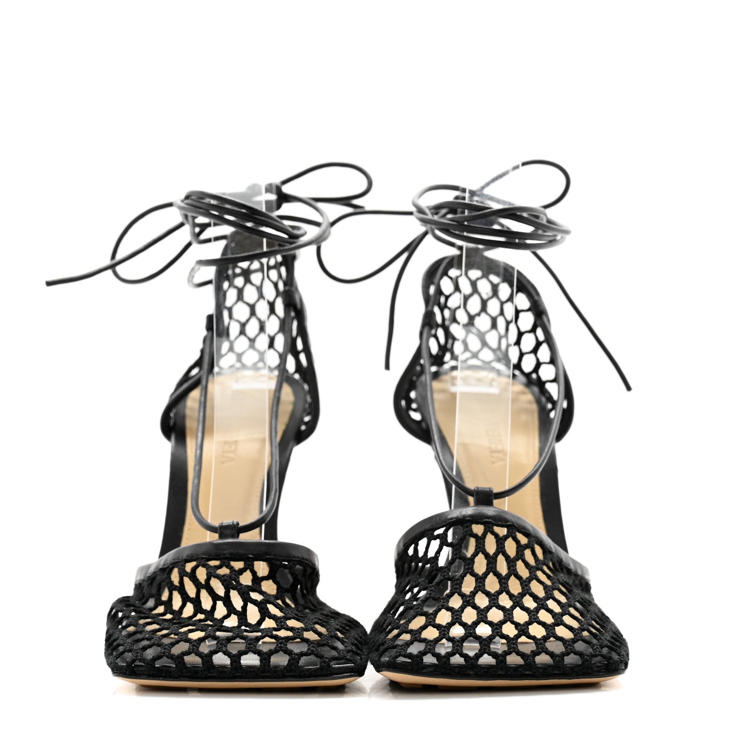 Bottega Veneta Mesh Nappa Stretch Ankle Tie Sandals 36 Black 2 of 7
