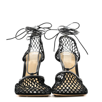 Bottega Veneta Mesh Nappa Stretch Ankle Tie Sandals 36 Black 2 of 7